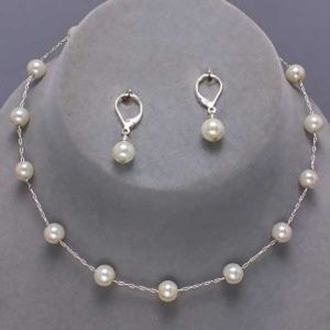 Bridal Evening White Semi Illusion Pearl Necklace